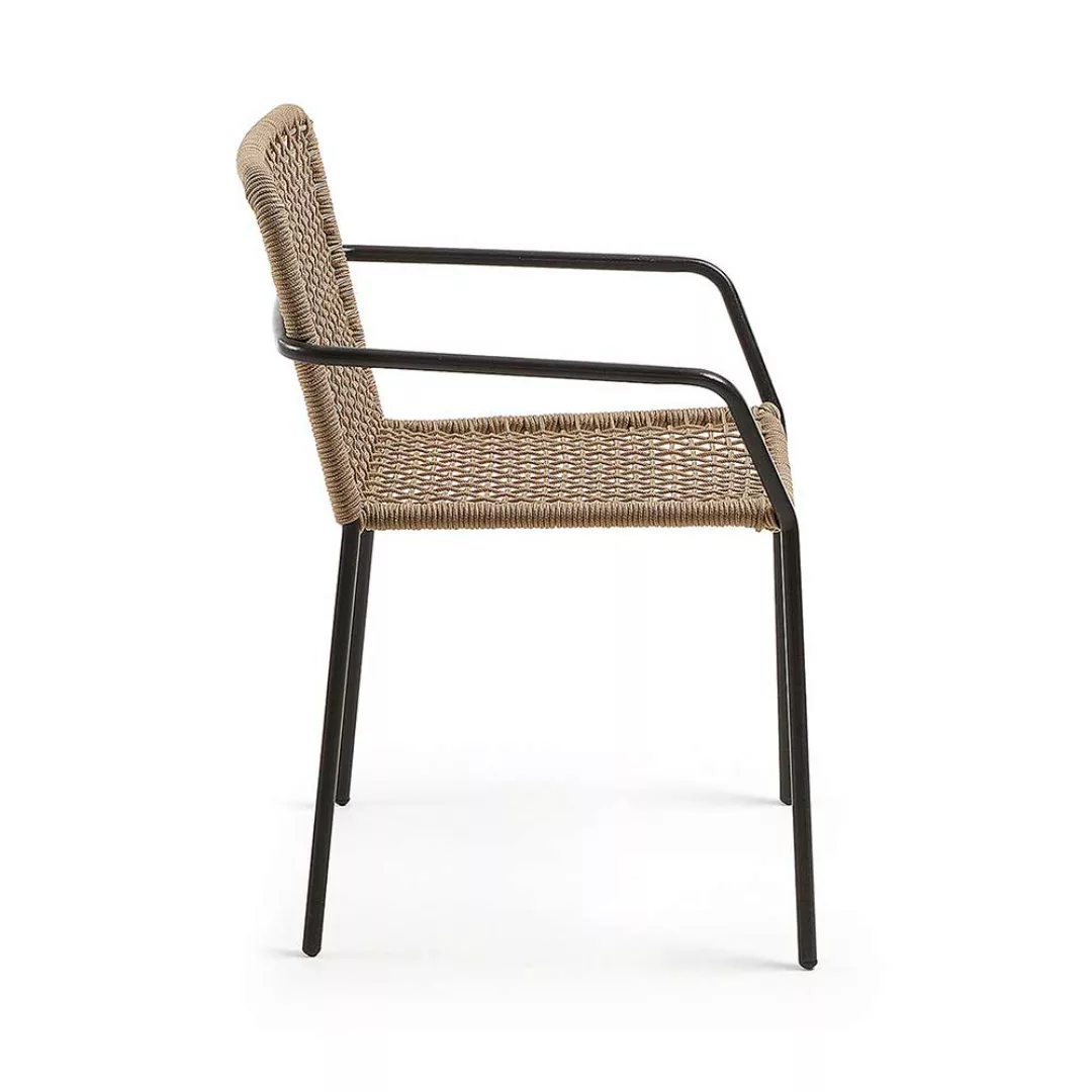 Stapelbare Stühle aus Kordel Geflecht und Metall Armlehnen (4er Set) günstig online kaufen