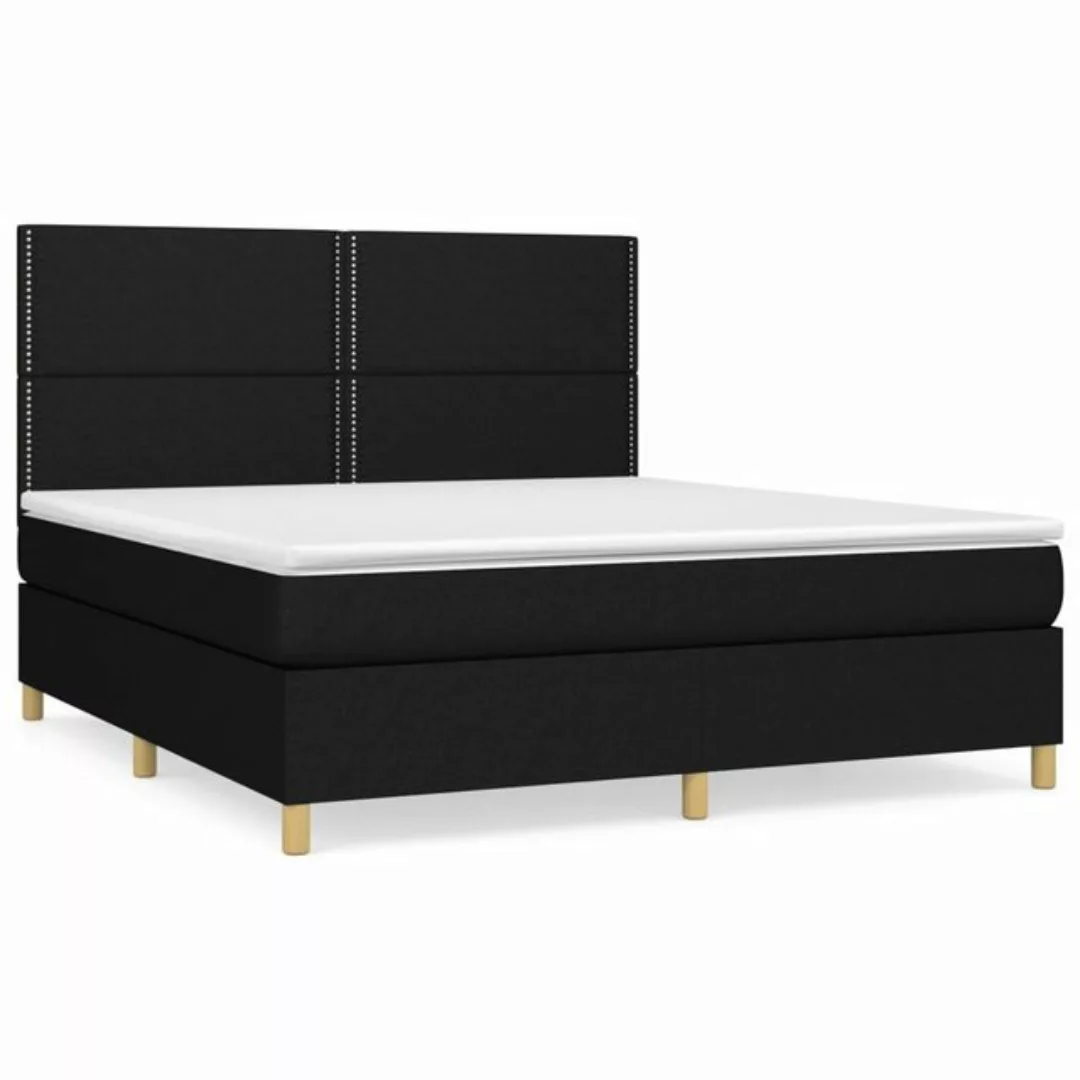 vidaXL Boxspringbett Boxspringbett mit Matratze Schwarz 180x200 cm Stoff Be günstig online kaufen