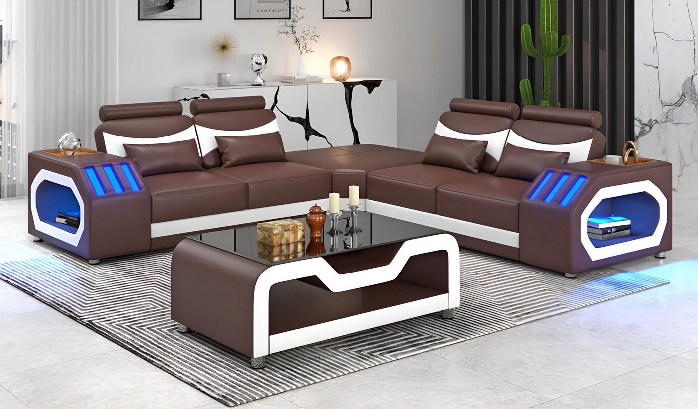 Xlmoebel Ecksofa Eckcouch L-Form Leder Braun Luxus Modern, Hergestellt in E günstig online kaufen