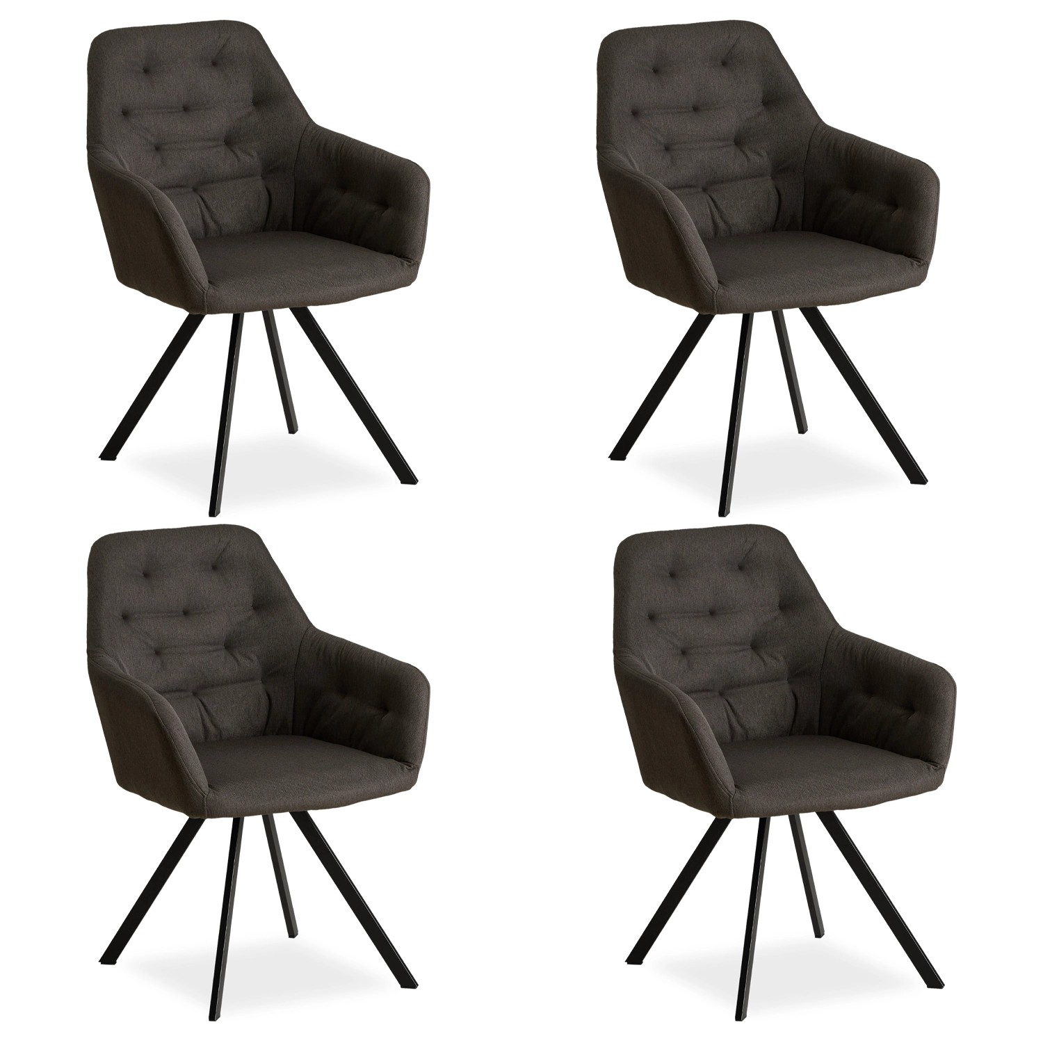 Homestyle4u Polsterstuhl 4er Set in Anthrazit 2349 günstig online kaufen