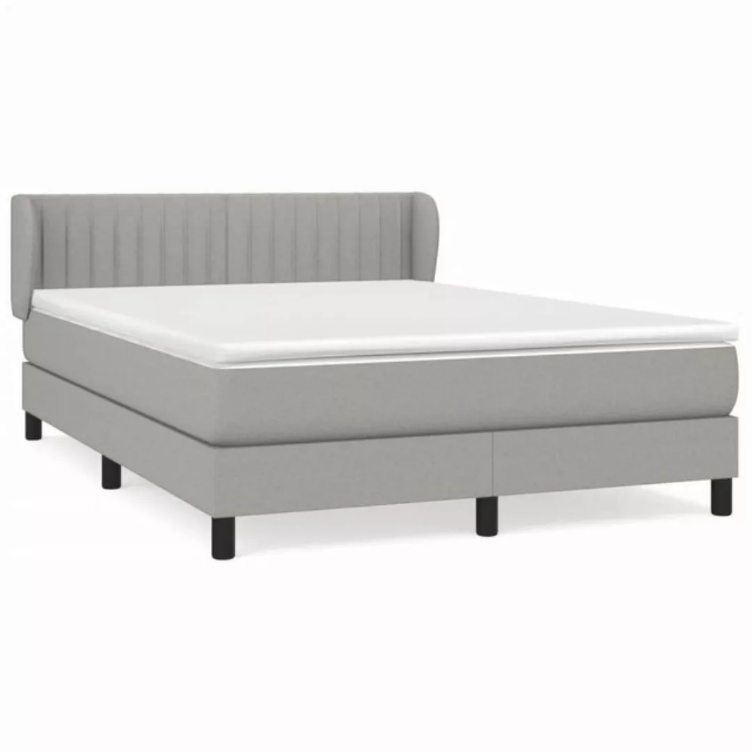 furnicato Bett Boxspringbett mit Matratze Hellgrau 140x190 cm Stoff günstig online kaufen