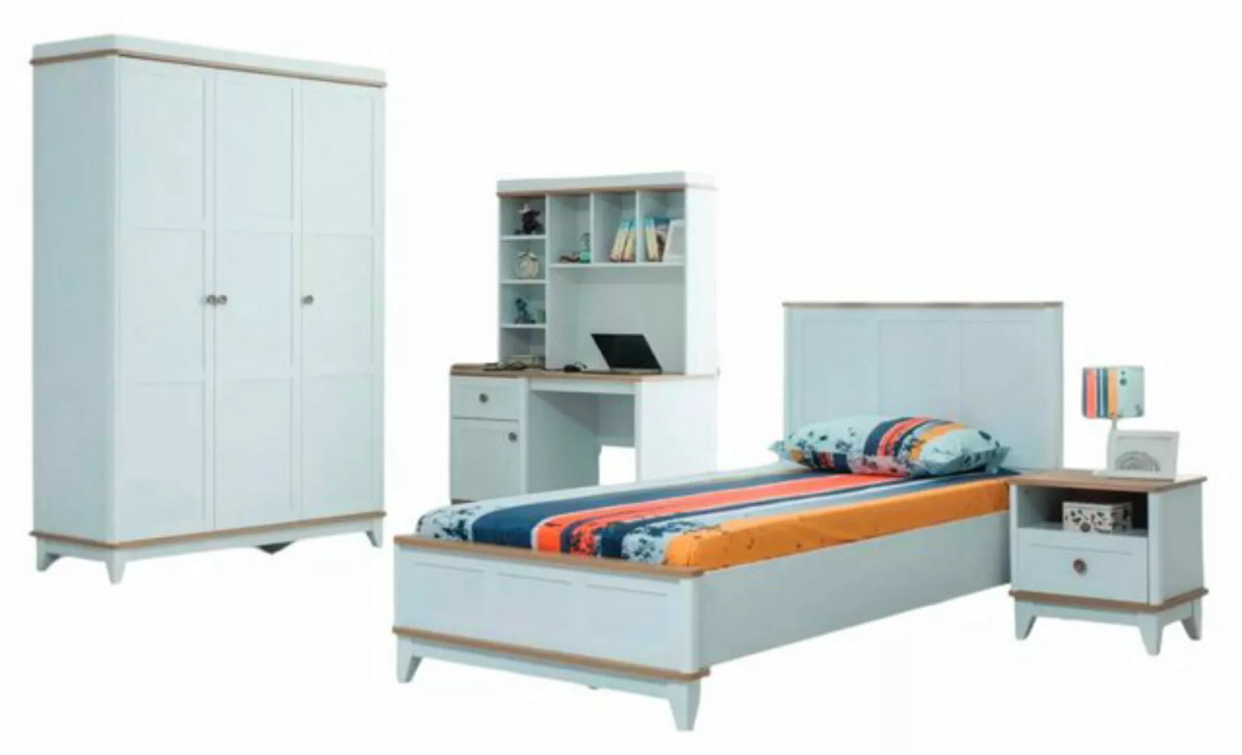 Xlmoebel Kinderbett Vollständiges Jugendbett Kindermöbel Set 4-teilig Weiß günstig online kaufen