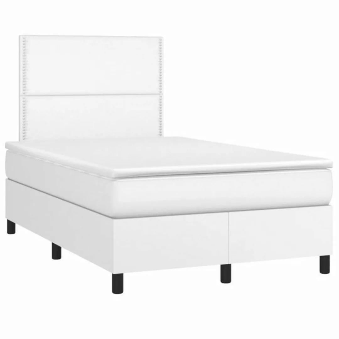 vidaXL Bett Boxspringbett mit Matratze & LED Weiß 120x190 cm Kunstleder günstig online kaufen