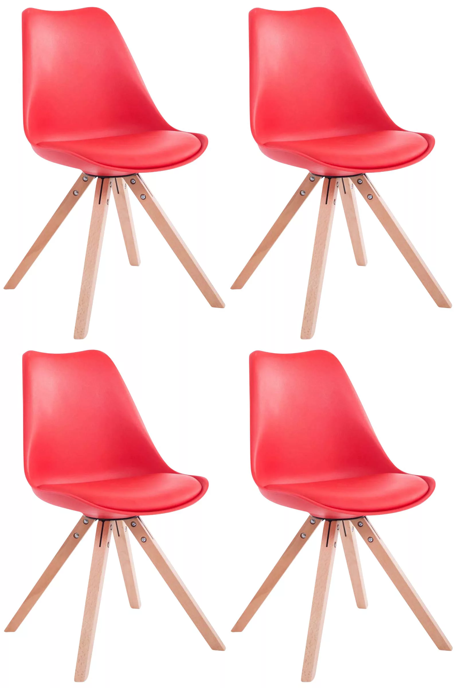 4er Set Stühle Toulouse Kunstleder Natura Square Rot günstig online kaufen