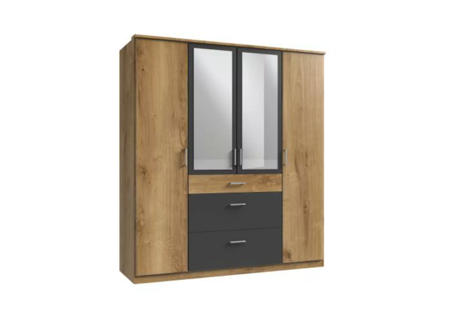 Kleiderschrank 4trg mit 2 Spiegel CLICK von WIMEX braun günstig online kaufen