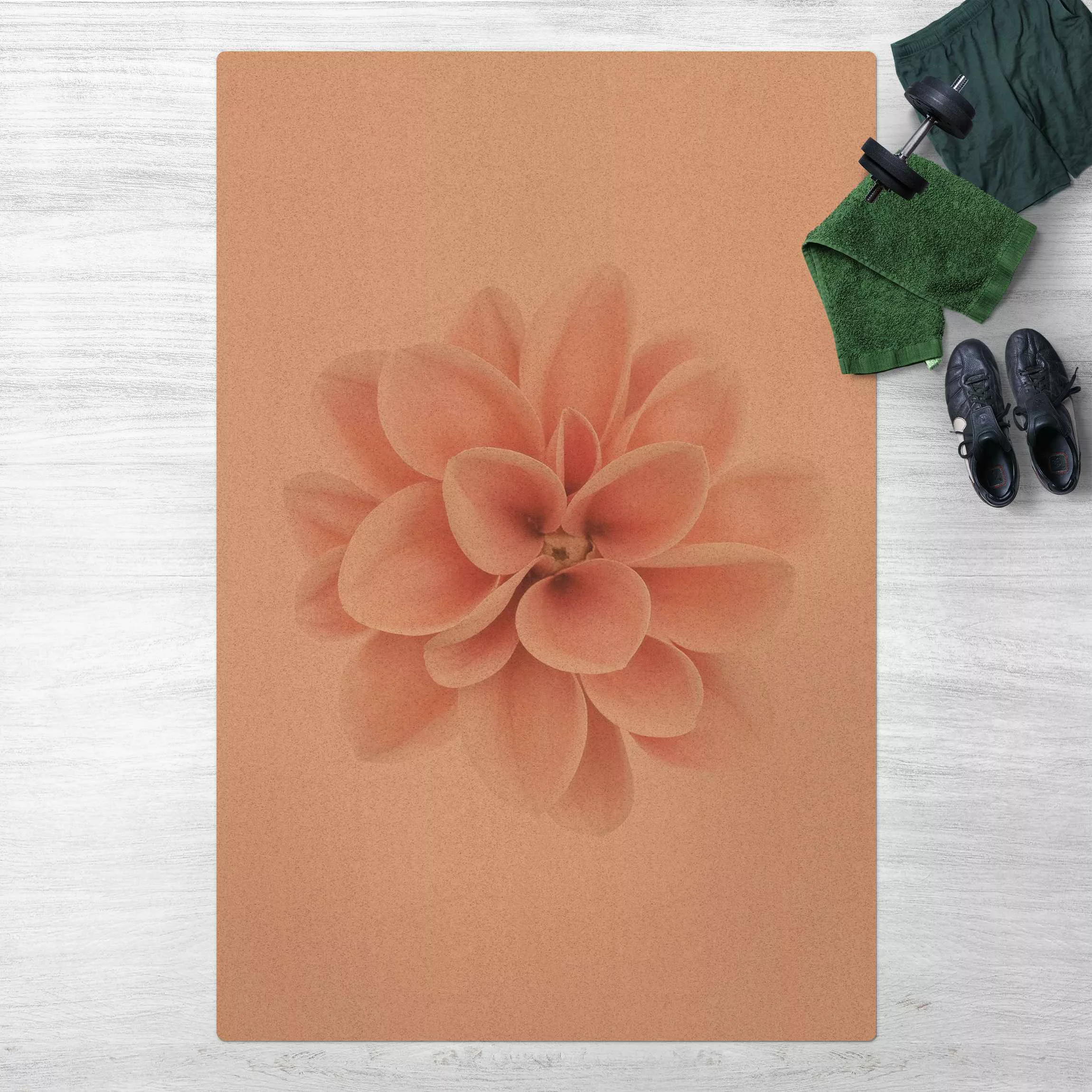 Kork-Teppich Dahlie Rosa Pastell Blume Zentriert günstig online kaufen