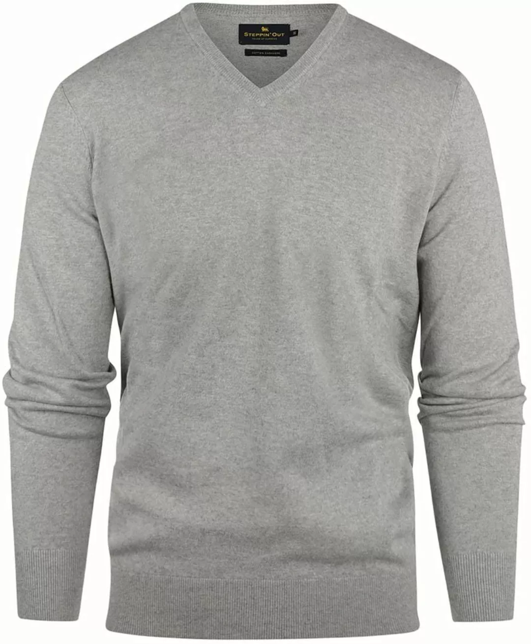 Steppin' Out Pullover Cashmere V-Ausschnitt Melange Grau - Größe XL günstig online kaufen