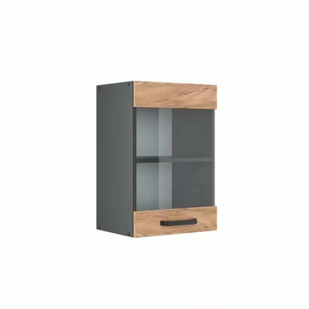 Vicco Glashängeschrank Hängeschrank Küche 40 cm R-Line Anthrazit Goldkraft günstig online kaufen