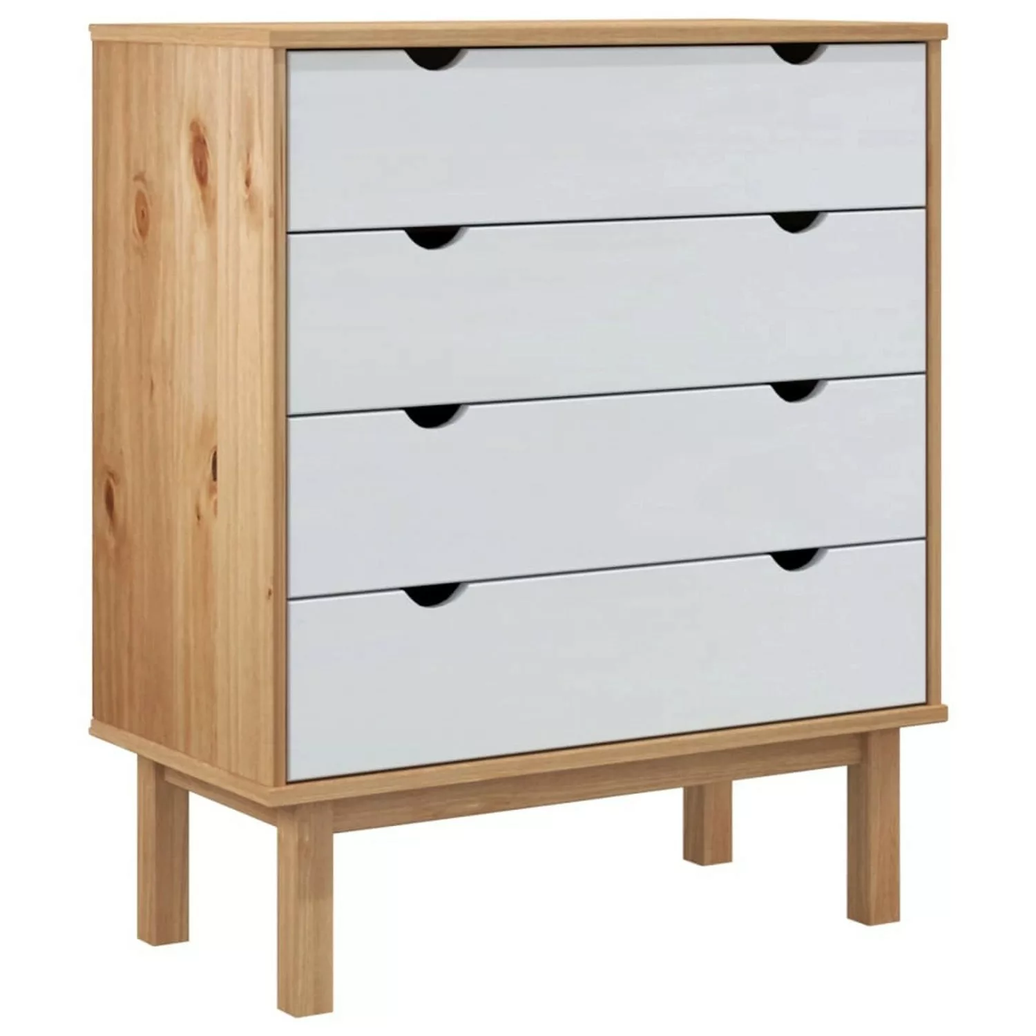 vidaXL Schubladenschrank OTTA Braun&Weiß 76,5x39,5x90 cm Massivholz günstig online kaufen