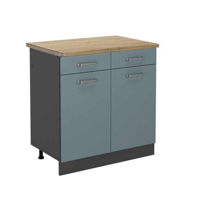 Vicco Unterschrank R-Line, Blau-Grau/Anthrazit, 80 cm, AP Eiche günstig online kaufen