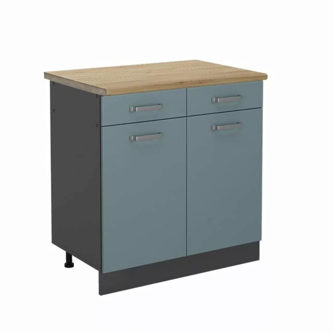 Vicco Unterschrank R-Line, Blau-Grau/Anthrazit, 80 cm, AP Eiche günstig online kaufen