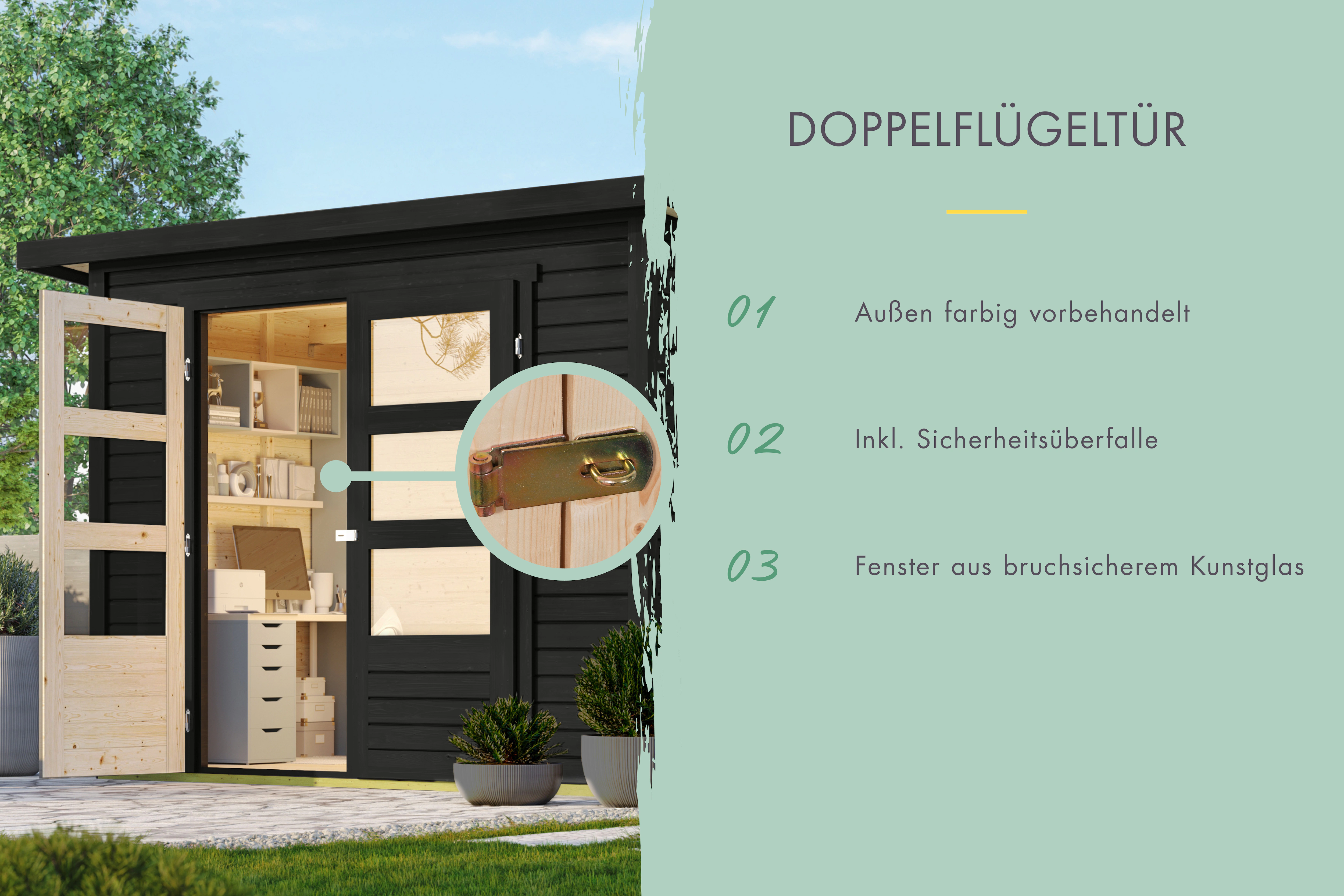 Karibu Gartenhaus ""Stockach 5" schwarz", aus Fichtenholz, lakiert günstig online kaufen