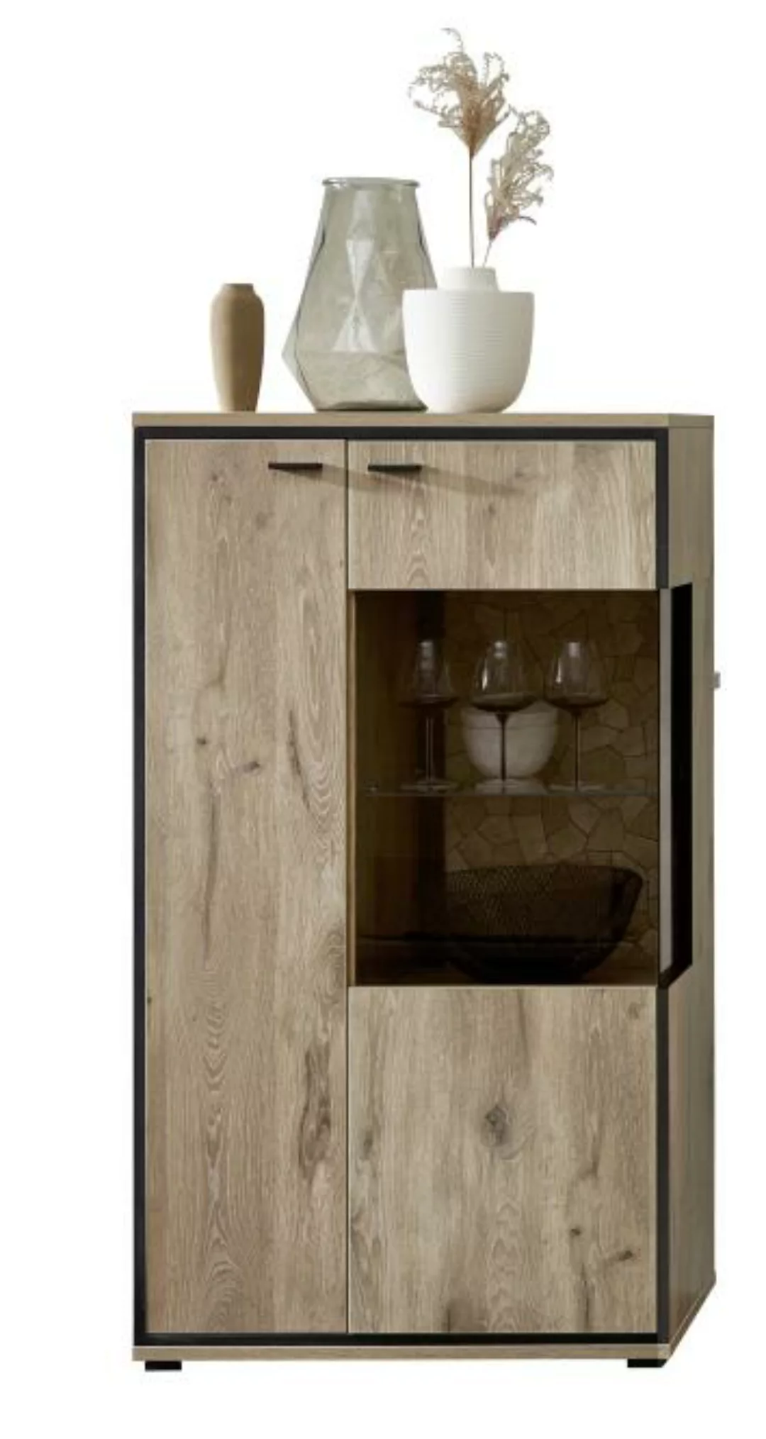 Vitrine rechts 2-trg 80cm RUBEN von Wohn-Concept Viking Oak Nature günstig online kaufen