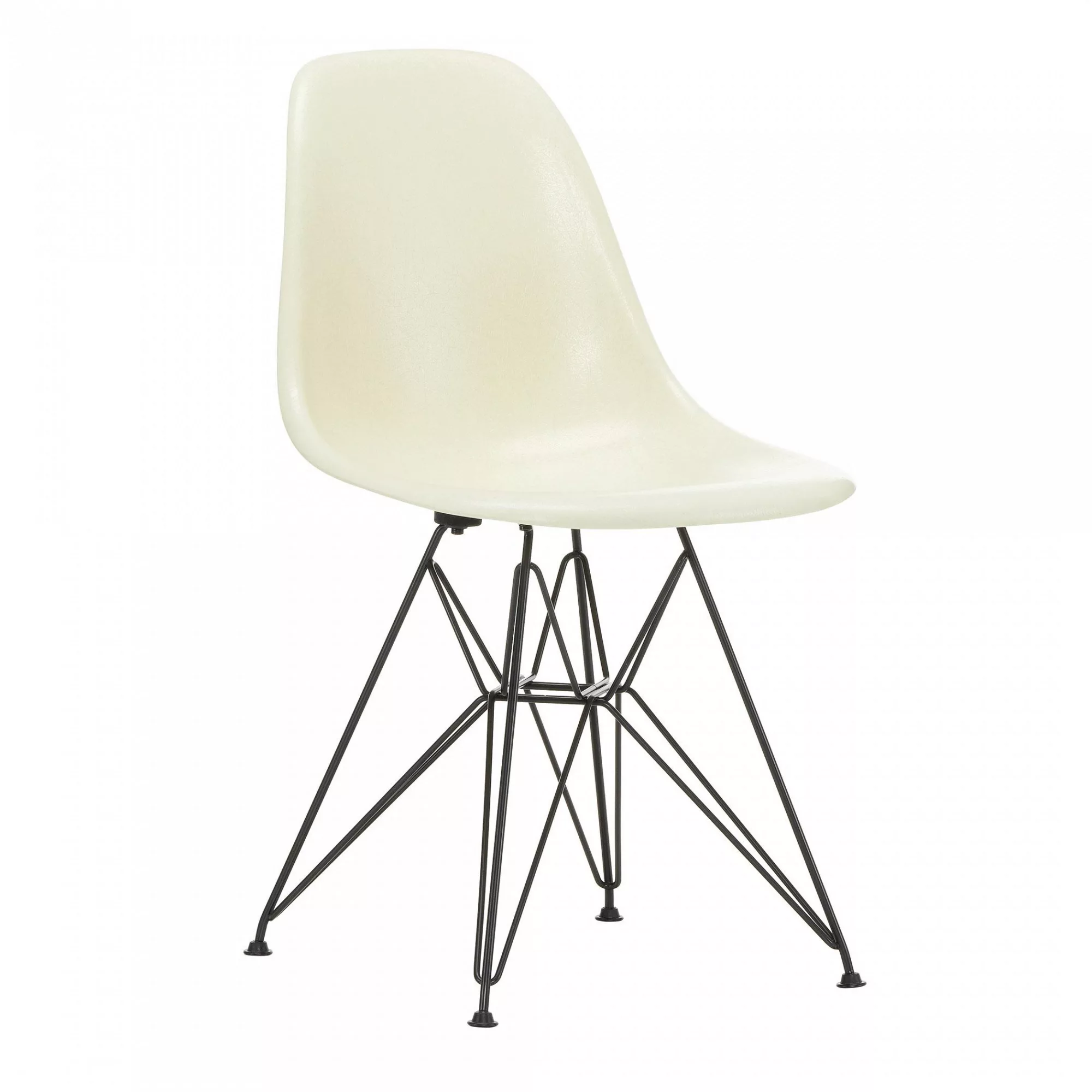 Vitra - Eames Fiberglass Side Chair DSR Gestell schwarz - Pergament/Sitzsch günstig online kaufen