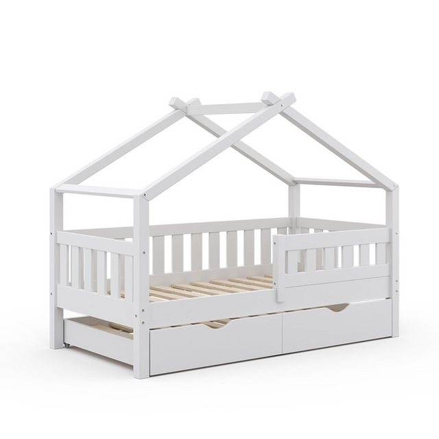 VitaliSpa® Hausbett Design, Weiß, 80x160 cm mit Gästebett günstig online kaufen