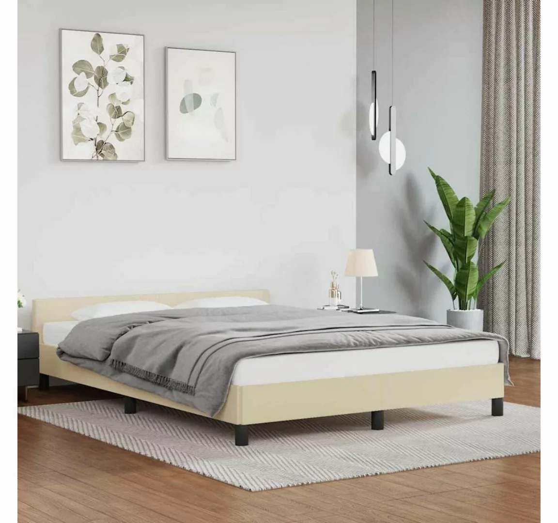 vidaXL Bett, Bettgestell mit Kopfteil ohne Matratze Creme 140x190 cm günstig online kaufen