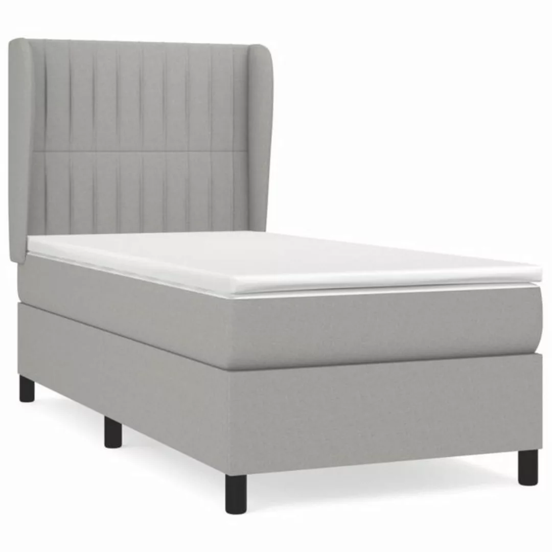 vidaXL Bettgestell Boxspringbett mit Matratze Hellgrau 100x200 cm Stoff Bet günstig online kaufen