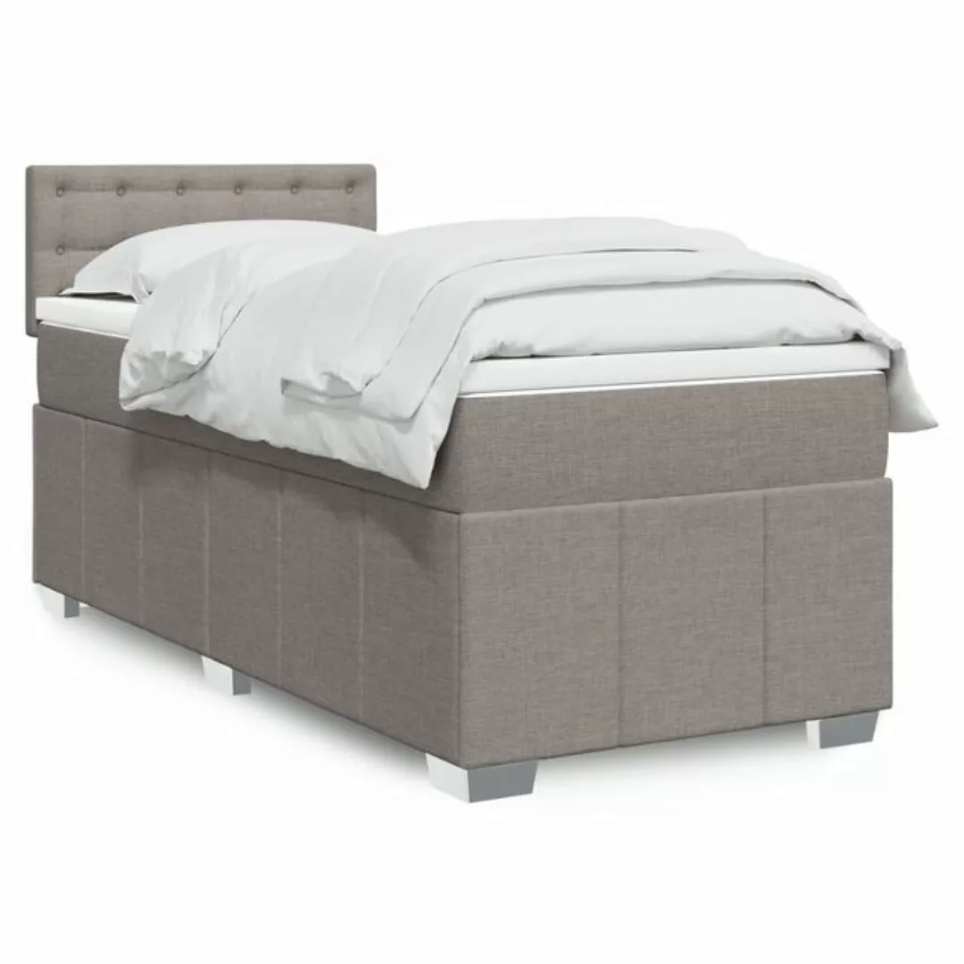 vidaXL Boxspringbett, Boxspringbett mit Matratze Taupe 100x200 cm Stoff günstig online kaufen