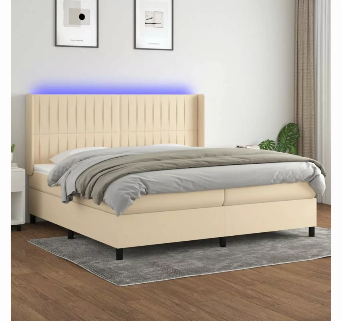 vidaXL Boxspringbett Boxspringbett mit Matratze und LED Stoff (200 x 200 cm günstig online kaufen