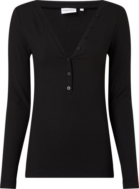 Calvin Klein Langarmshirt MODAL RIB HENLEY TOP LS mit tiefem V-Ausschnitt günstig online kaufen