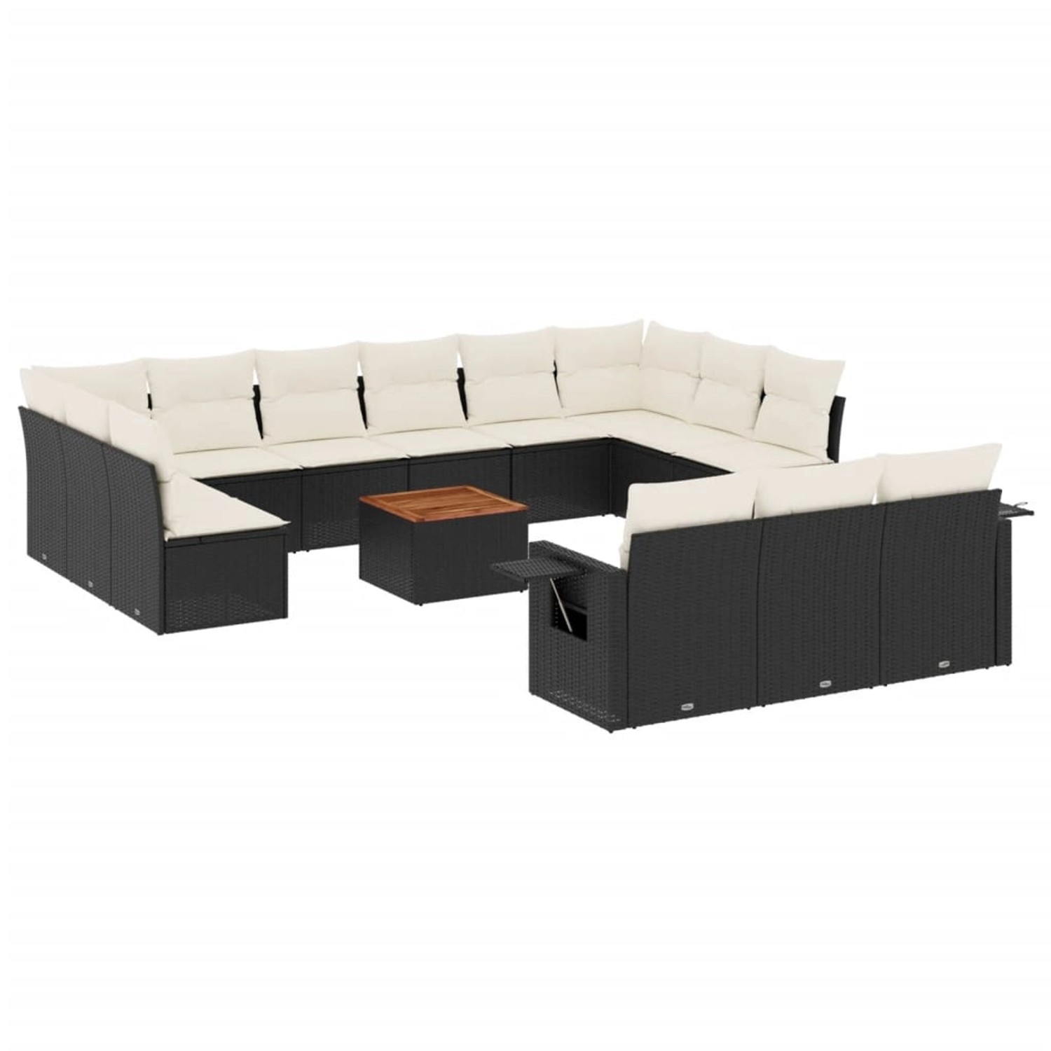 vidaXL 14-Tlg Garten-Sofagarnitur mit Kissen Schwarz Poly Rattan 3257134 günstig online kaufen