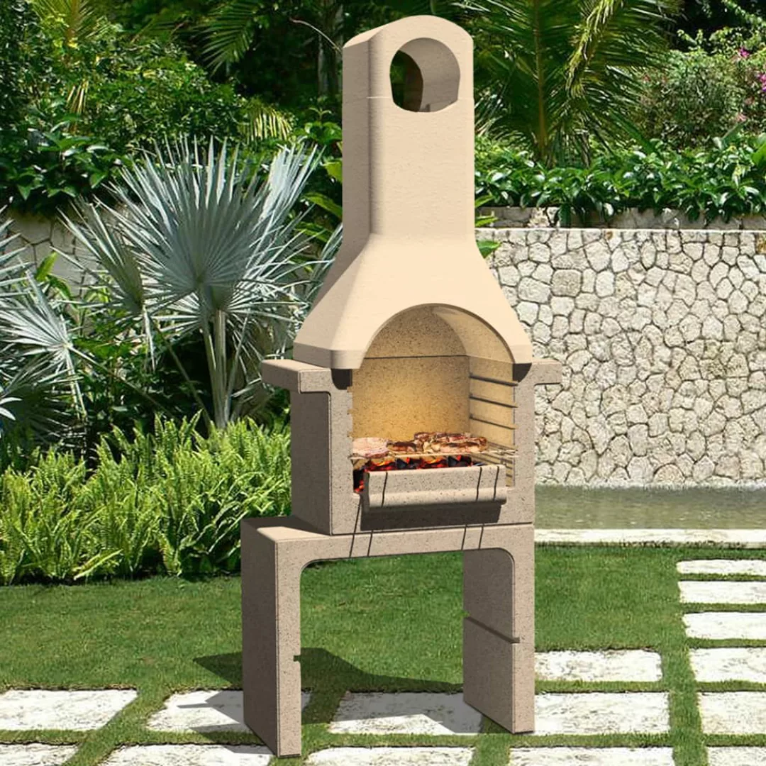 Holzkohle-grillkamin Aus Beton Mit Rauchabzug günstig online kaufen