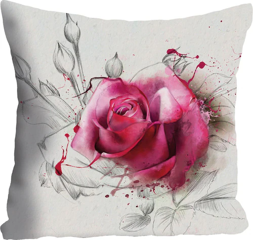 queence Dekokissen »Rosenblüte«, Kissenhülle ohne Füllung, 1 Stück günstig online kaufen