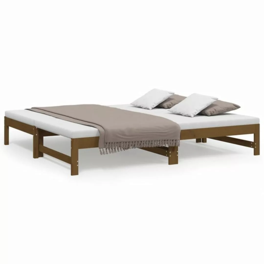 vidaXL Gästebett Gästebett Tagesbett Ausziehbar Honigbraun 2x90x190 cm Mass günstig online kaufen