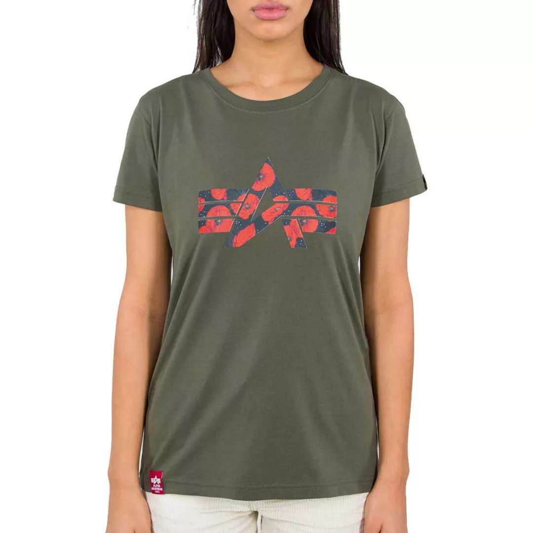 Alpha Industries Flock Flower Print Kurzärmeliges T-shirt S Dark Olive günstig online kaufen