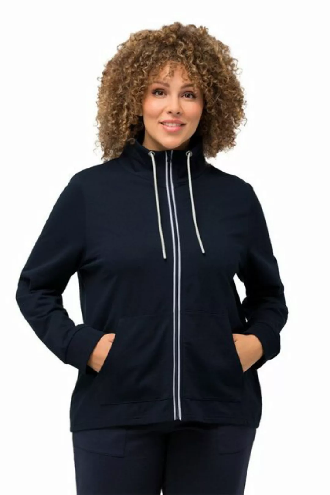 Ulla Popken Sweatjacke Sweatjacke Stehkragen Kängurutasche hinten länger günstig online kaufen