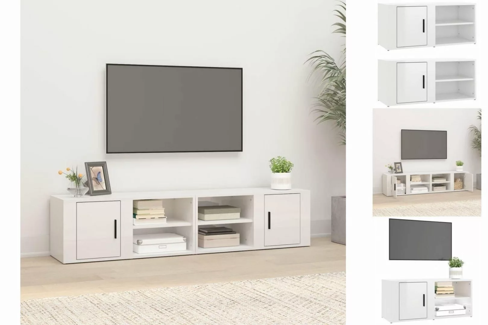 vidaXL TV-Schrank TV-Schränke 2 Stk Hochglanz-Weiß 80x31,5x36 cm Spanplatte günstig online kaufen