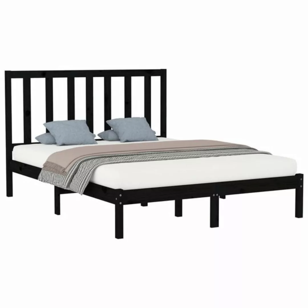 vidaXL Bett Massivholzbett Schwarz 140x200 cm günstig online kaufen