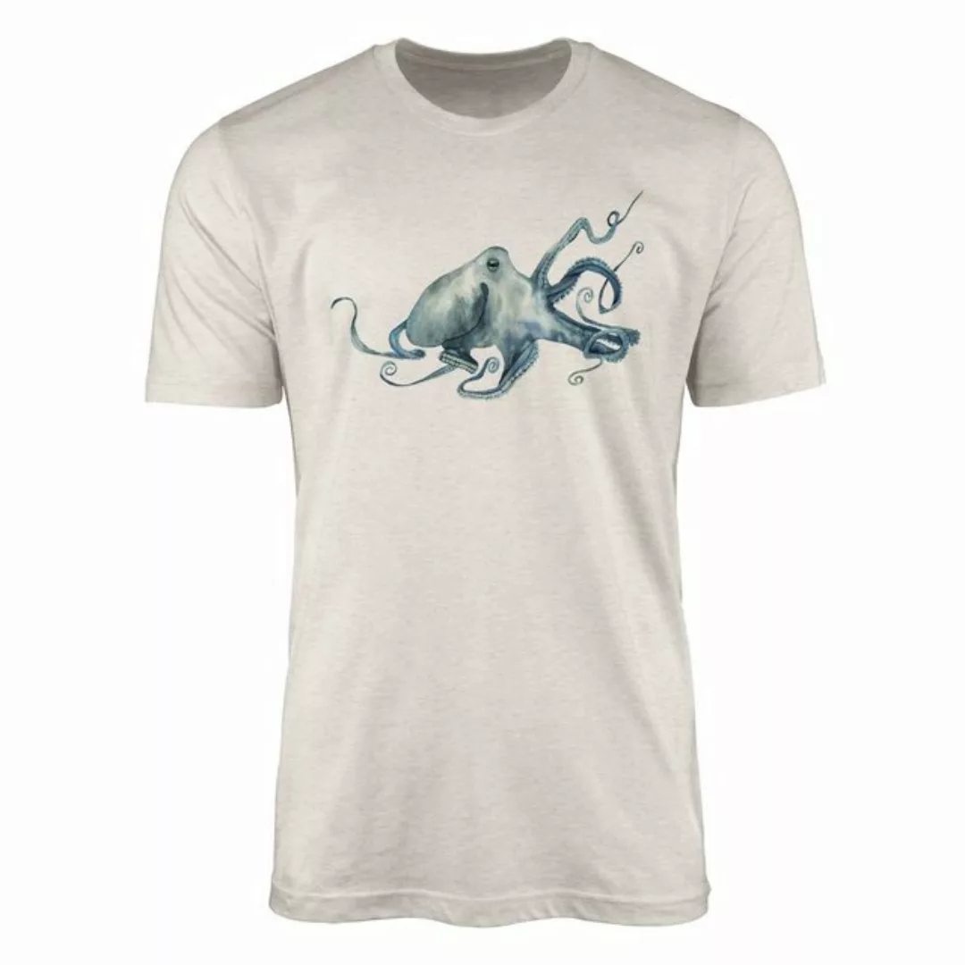 Sinus Art T-Shirt Herren Shirt 100% gekämmte Bio-Baumwolle T-Shirt Oktopus günstig online kaufen