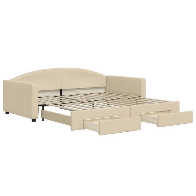 vidaXL Bett Tagesbett Ausziehbar mit Schubladen Creme 100x200 cm Stoff günstig online kaufen