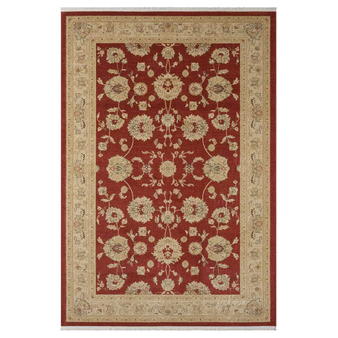 Kurzflorteppich orientalischer Stil in Dunkelrot Beige günstig online kaufen