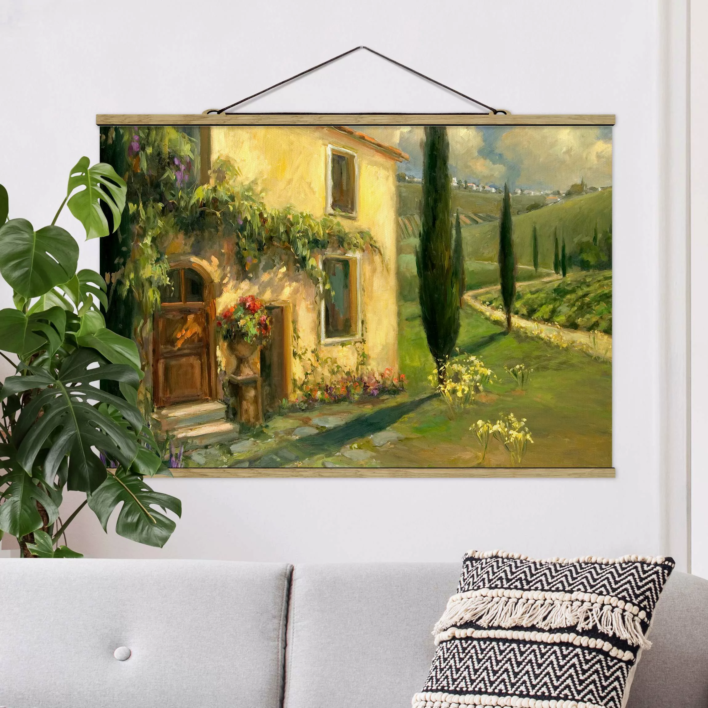 Stoffbild Kunstdruck mit Posterleisten - Querformat Italienische Landschaft günstig online kaufen