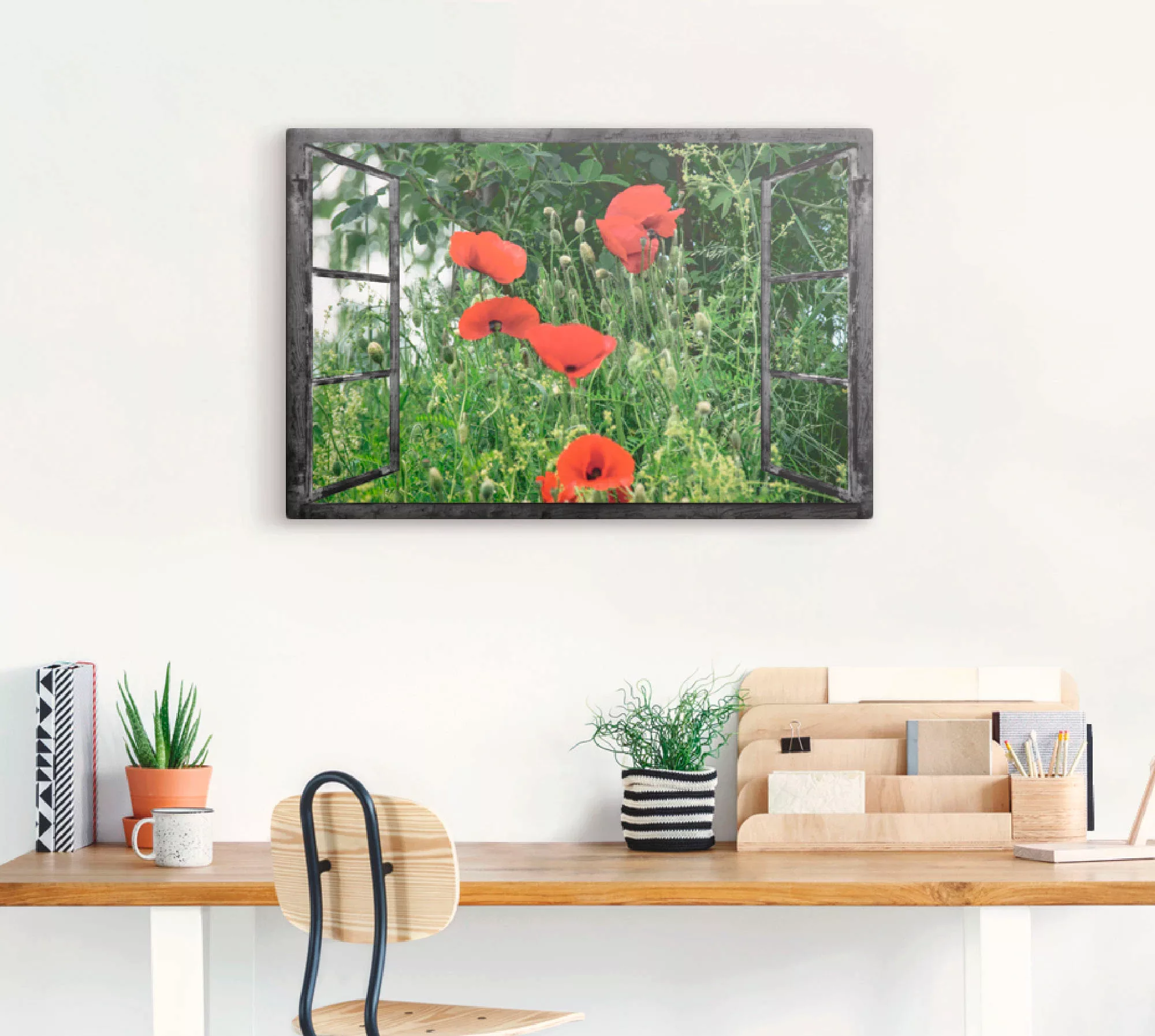 Artland Wandbild »Fensterblick - Klatschmohn«, Fensterblick, (1 St.), als A günstig online kaufen