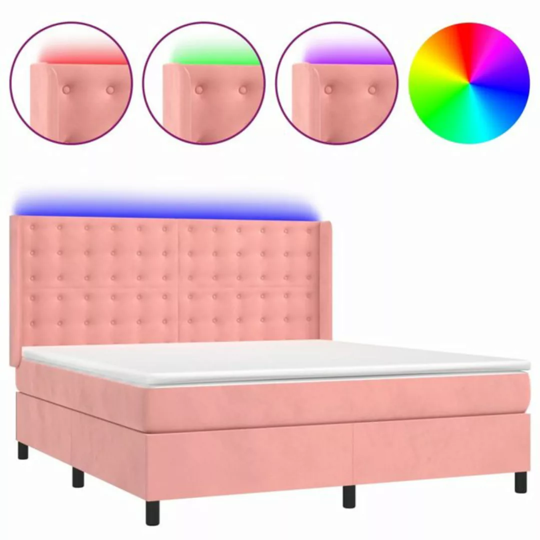 vidaXL Boxspringbett Boxspringbett mit Matratze und LED Samt (180 x 200 cm, günstig online kaufen