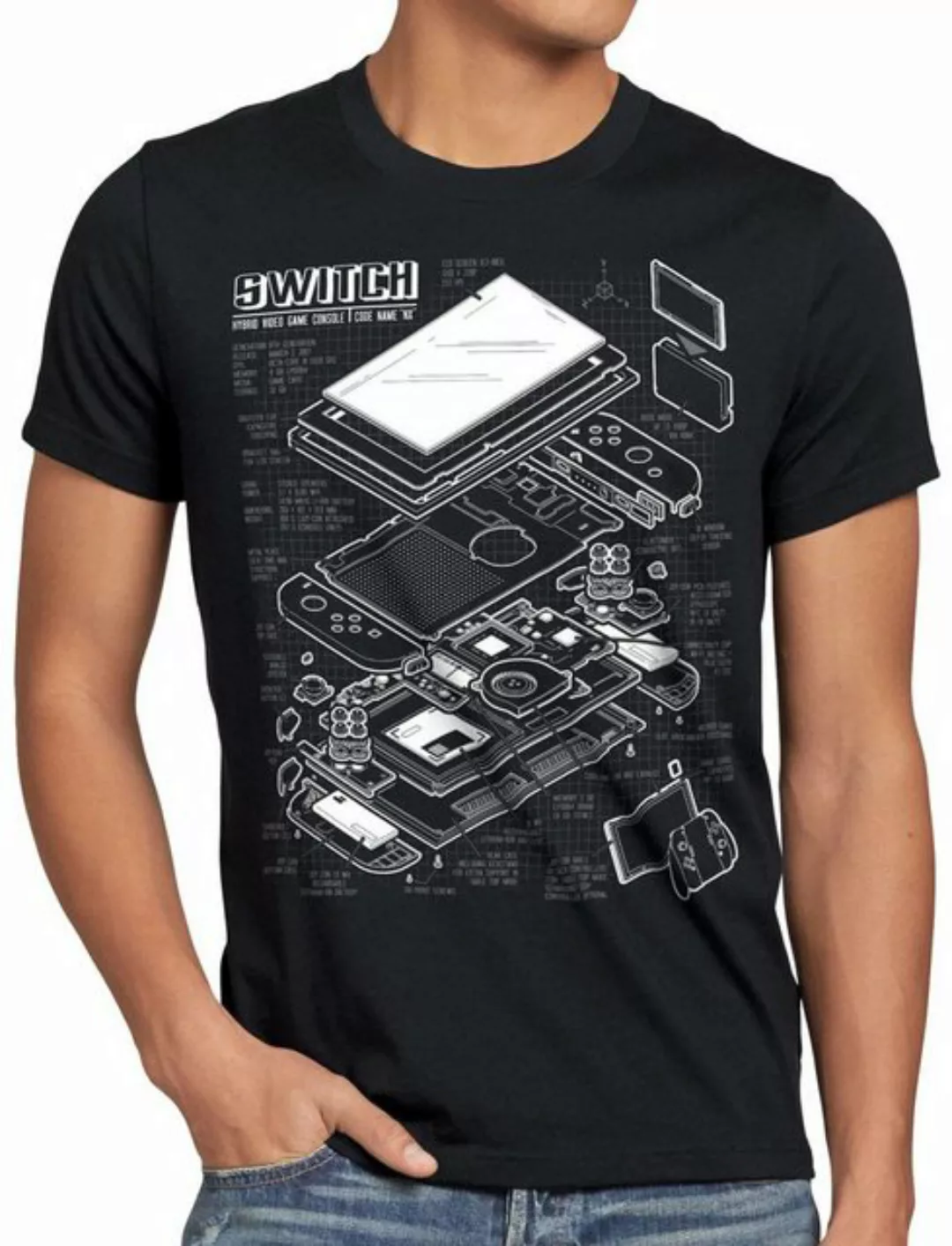 style3 Print-Shirt Herren T-Shirt Switch Blaupause pro gamer konsole joy-co günstig online kaufen