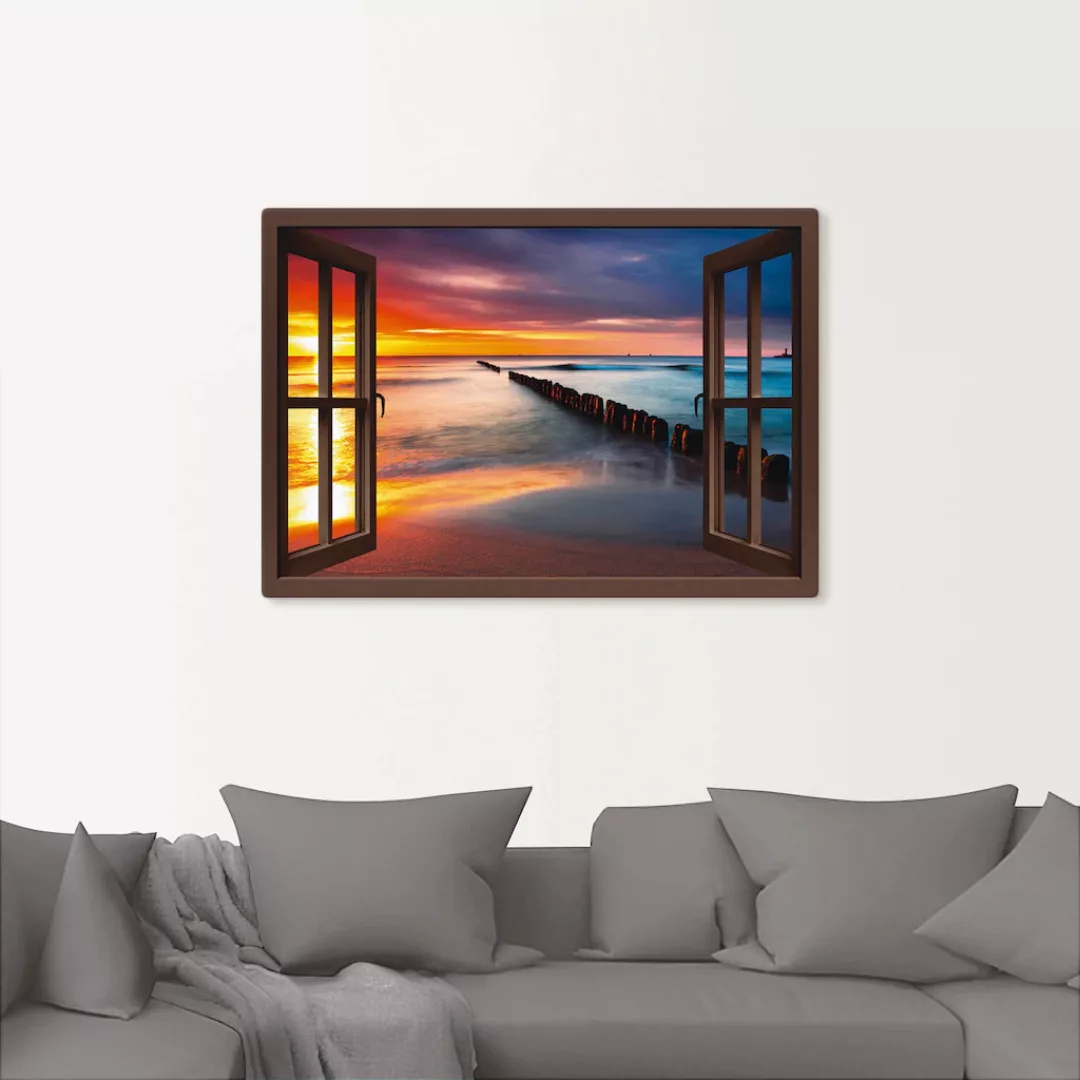 Artland Wandbild "Fensterblick Ostsee mit Sonnenaufgang", Fensterblick, (1 günstig online kaufen