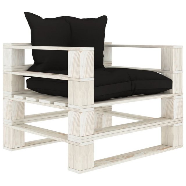 vidaXL Loungesofa Garten-Palettensofa mit Kissen in Schwarz Holz, 1 Teile günstig online kaufen