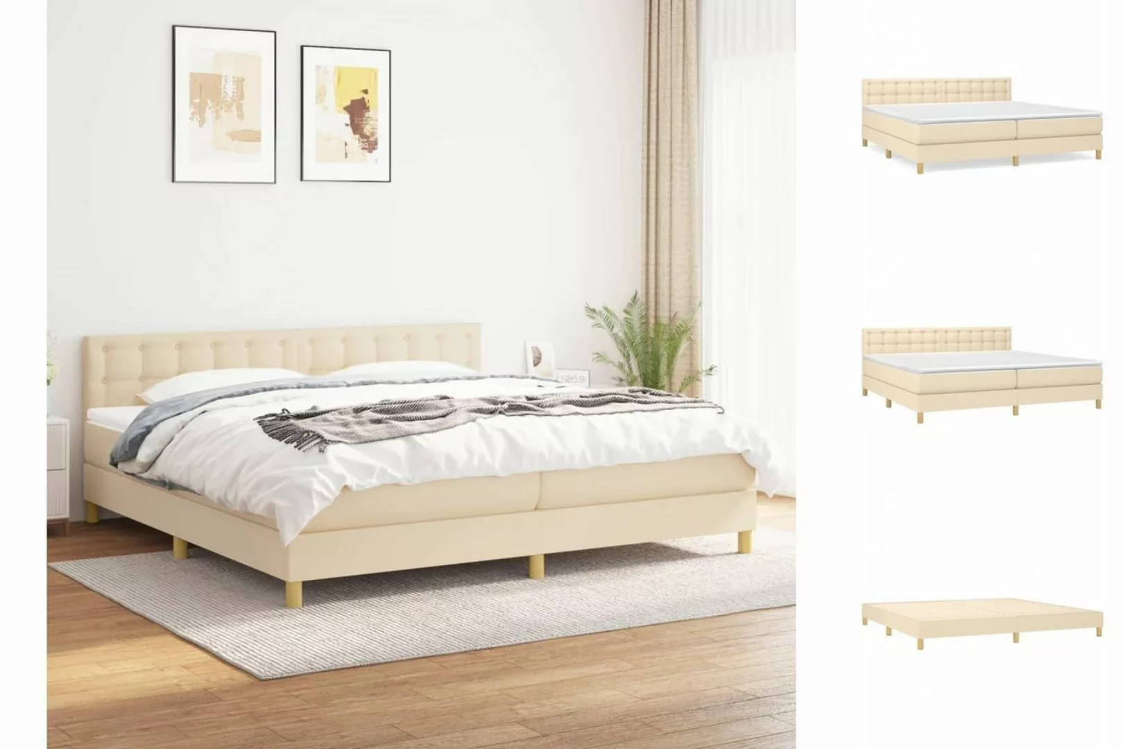 vidaXL Boxspringbett Boxspringbett mit Matratze Creme 200x200 cm Stoff Bett günstig online kaufen