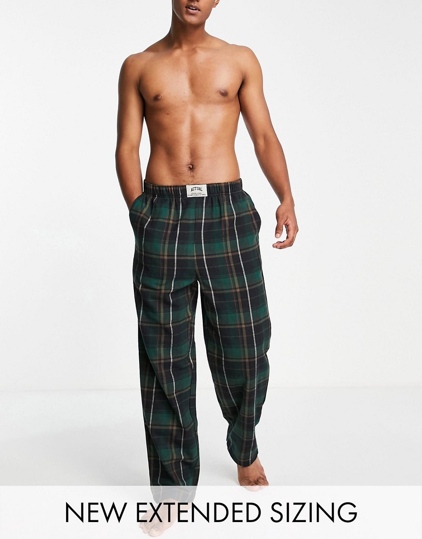 ASOS DESIGN – Actual – Lounge-Pyjamahose mit Karomuster-Grün günstig online kaufen