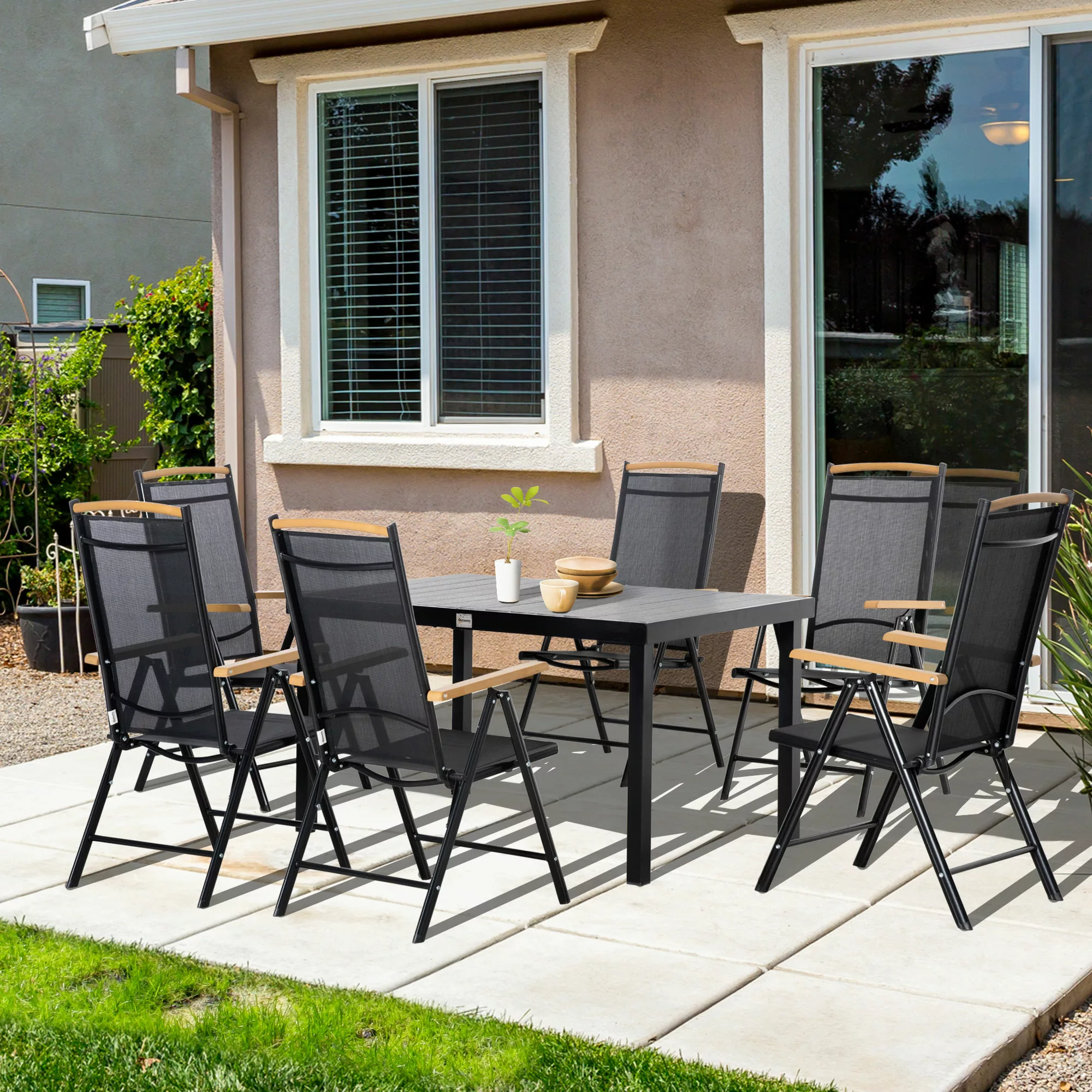 Outsunny Sitzgruppe klappbar für 6 Personen 1 Tisch+6 Stühle Gartenmöbel Se günstig online kaufen