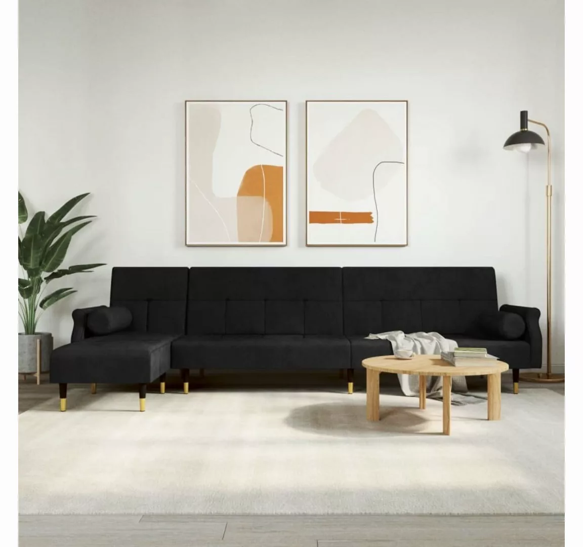 vidaXL Sofa Schlafsofa in L-Form Schwarz 271x140x70 cm Samt günstig online kaufen