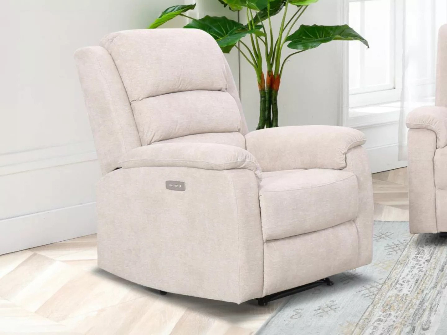 Relaxsessel Fernsehsessel elektrisch - Stoff - Beige - NEVERS günstig online kaufen