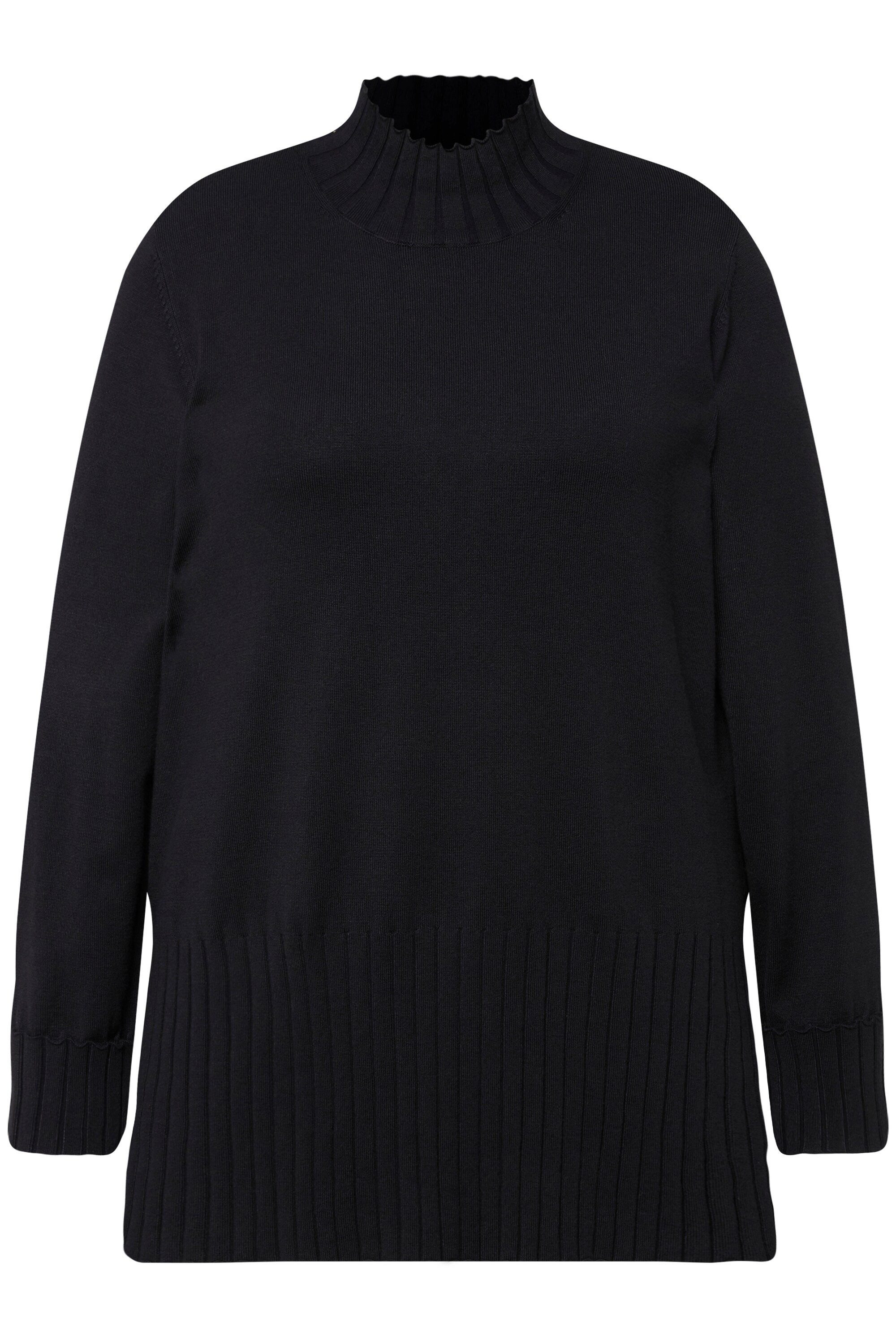 Ulla Popken Strickpullover Pullover gerippter Stehkragen günstig online kaufen