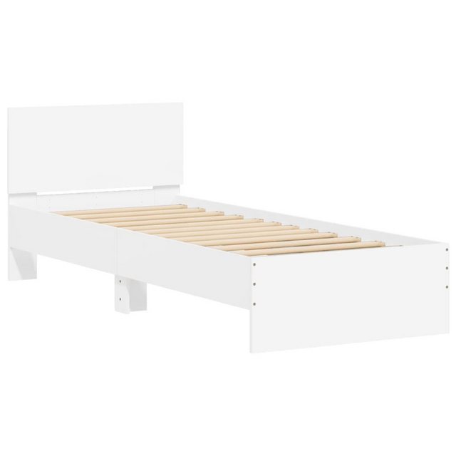 vidaXL Bett Bettgestell mit Kopfteil und LED-Leuchten Weiß 90x200 cm günstig online kaufen