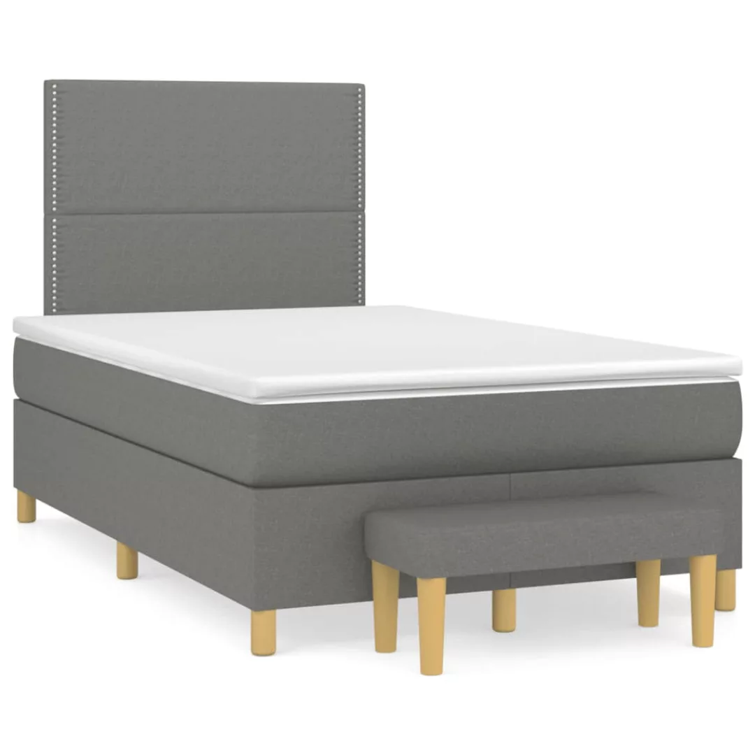 Vidaxl Boxspringbett Mit Matratze Dunkelgrau 120x200 Cm Stoff günstig online kaufen