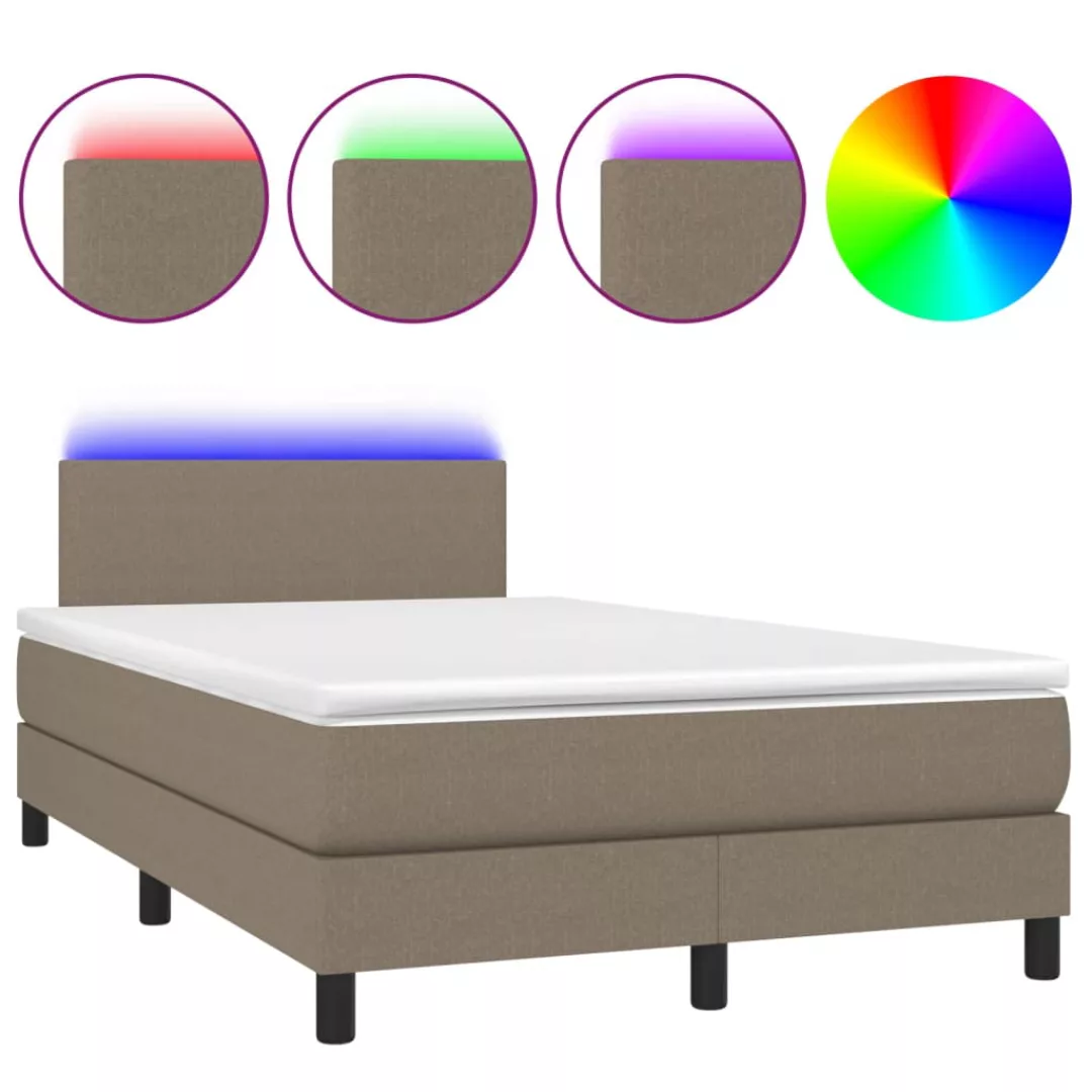 Vidaxl Boxspringbett Mit Matratze & Led Taupe 120x200 Cm Stoff günstig online kaufen